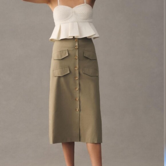 NWT Mare Mare x Anthropologie Utility Midi Skirt Size XS - Picture 1 of 7
